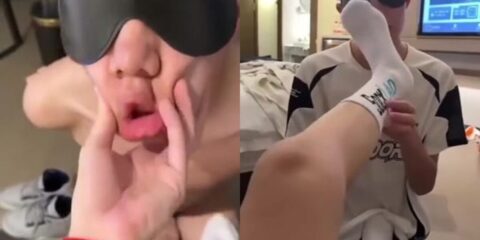 Not Tits 1-Playing with the little titty dog ​​in white stockings